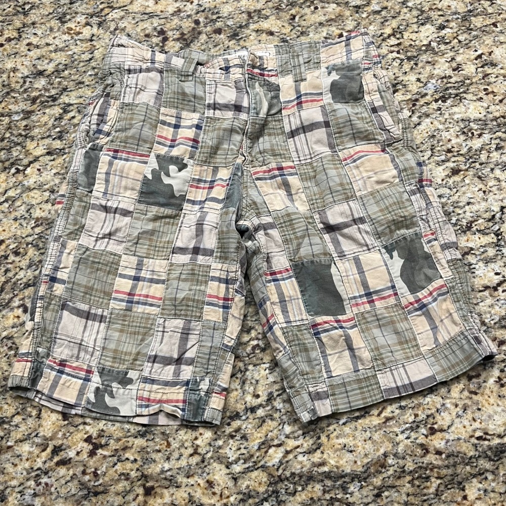 Urban Up Pipeline Mens Patchwork Plaid Camo Shorts Size 32 Cotton Multi Color